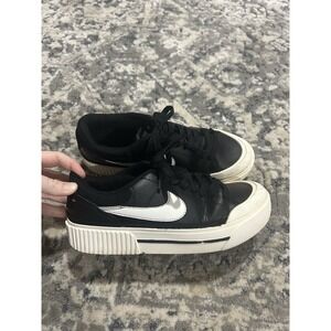 Women's Black And White Nike Platform Court Legacy Shoes Size 8